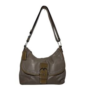 Coach Soho Buckle Flap Hobo Gray/Olive Leather Patent Trim Bag F19530 Y2K